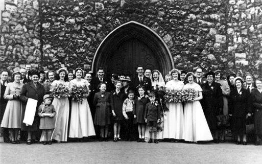 Miriam and Peter's wedding at St.
                          Margaret's Church in 1952
