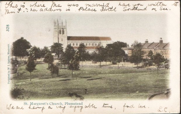 Postcard of St. Margaret's Church,
                          Plumstead. Photo: Clare Crawford.